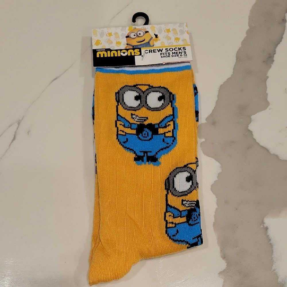 Universal Minions Crew Socks - Yellow and Blue